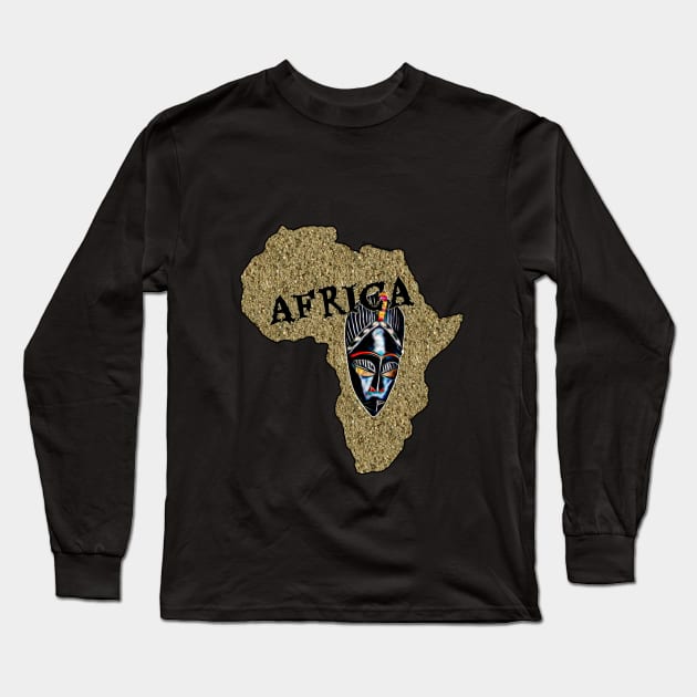 Africa Map with Mask Long Sleeve T-Shirt by DougB